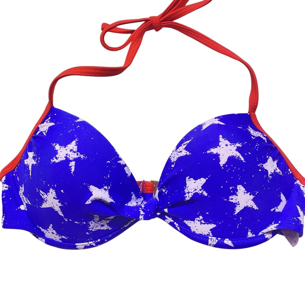 Xhilaration America USA 4th Of July Stars Red White & Blue Flag Bikini Swim Top